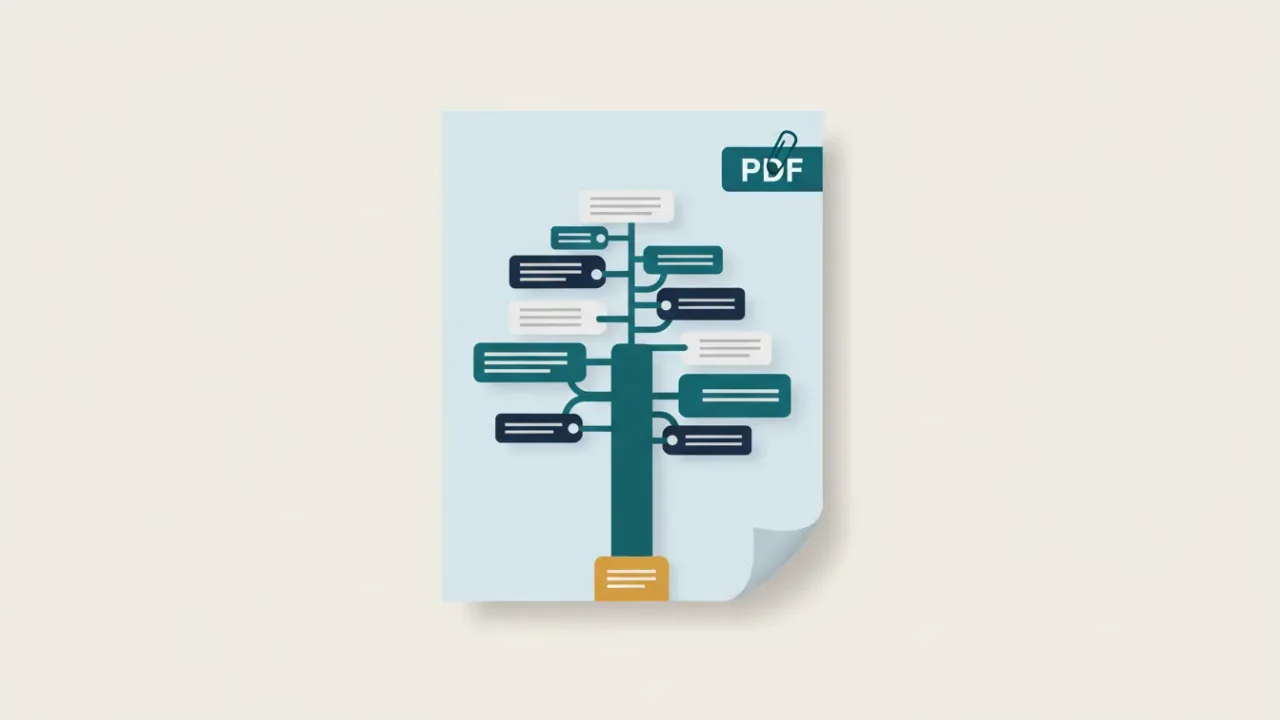 A PDF page lifted to reveal the tag tree structure underneath